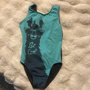 Teal and Black Llama Graphic Leotard